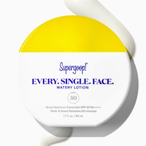 Supergoop! EVERY. SINGLE. FACE. Watery Lotion SPF 50 (1.7 oz) - Universal, Undetectable Sunscreen for All Skin Tones, Water & Sweat Resistant 40 Minutes, Blue Light & Pollution Protection