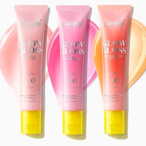 Supergoop! Glow Gloss SPF 40 Lip Balm Trio - 3 Flavors, High-Shine Hydrating Sunscreen Lip Gloss with Shea Butter