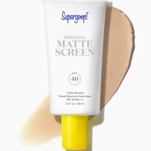 Supergoop! Mineral Mattescreen SPF 40 (1.5 oz) - 100% Mineral, Oil-Free Sunscreen with Blurring Matte Finish, Non-Comedogenic & Water Resistant