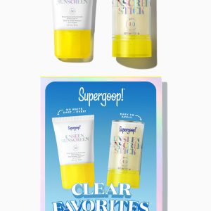 Supergoop! Clear Favorites Invisible SPF Duo - 2-Piece Travel Sunscreen Set with Unseen Sunscreen SPF 50 & Stick SPF 40